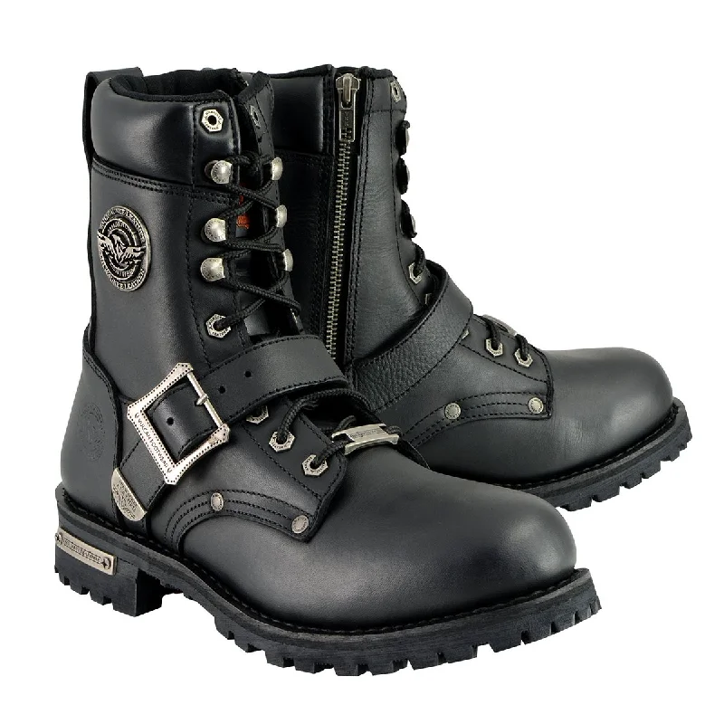 High-Quality Sneakers Milwaukee Leather Men's Black Leather Lace-Up Engineer Motorcycle Boots w/ Buckles and Side Zipper MBM101 High-Quality Sneakers Milwaukee Leather Men's Black Leather Lace-Up Engineer Motorcycle Boots w/ Buckles and Side Zipper MBM101