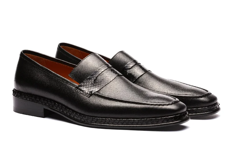 All-Terrain Sneakers Penny Loafers Python Skin - Black
