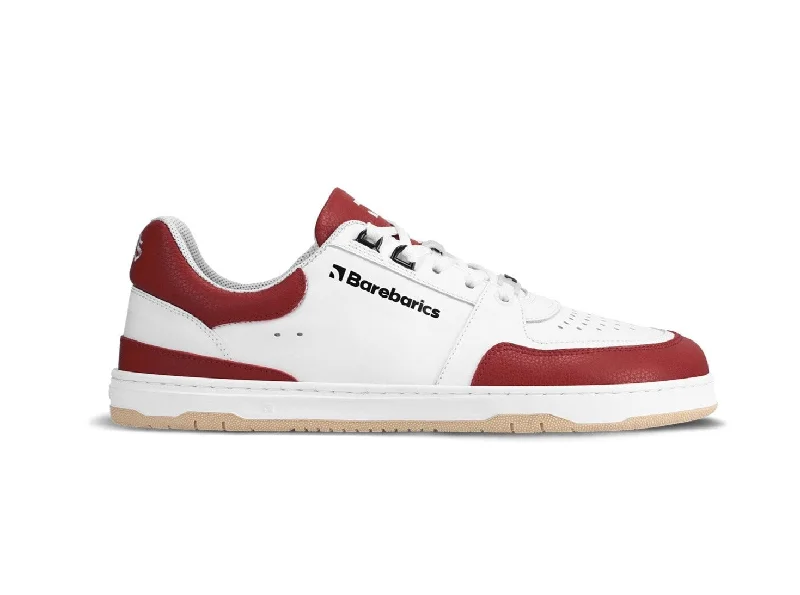 Everyday Comfort Shoes Barefoot Sneakers Barebarics Wave - White & Crimson Red