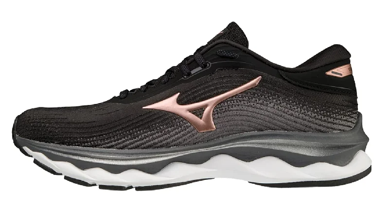 Soft Foam Shoes Mizuno Damen Wave Sky 5 (W) Laufschuhe, Schwarz, Rosecopper Quiet Shade, 40.5 EU