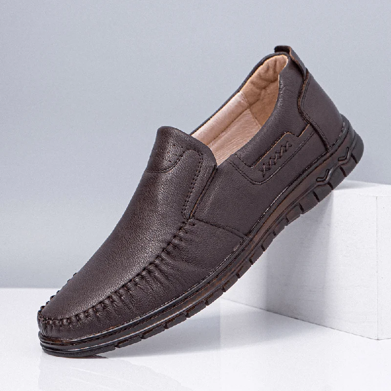 Lightweight Athletic Shoes Men Genuine Leather Breathable Non-Slip Classical Casual Bussiness Shoes