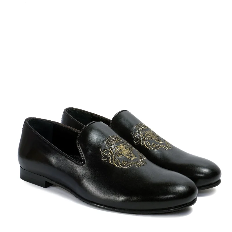 Soft Walking Shoes Black Genuine Leather Slip-On By Brune & Bareskin