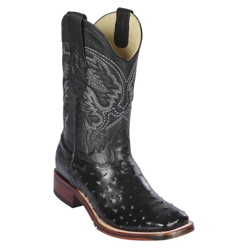 Relaxed Fit Sneakers Black Ostrich Square Toe Western Boots