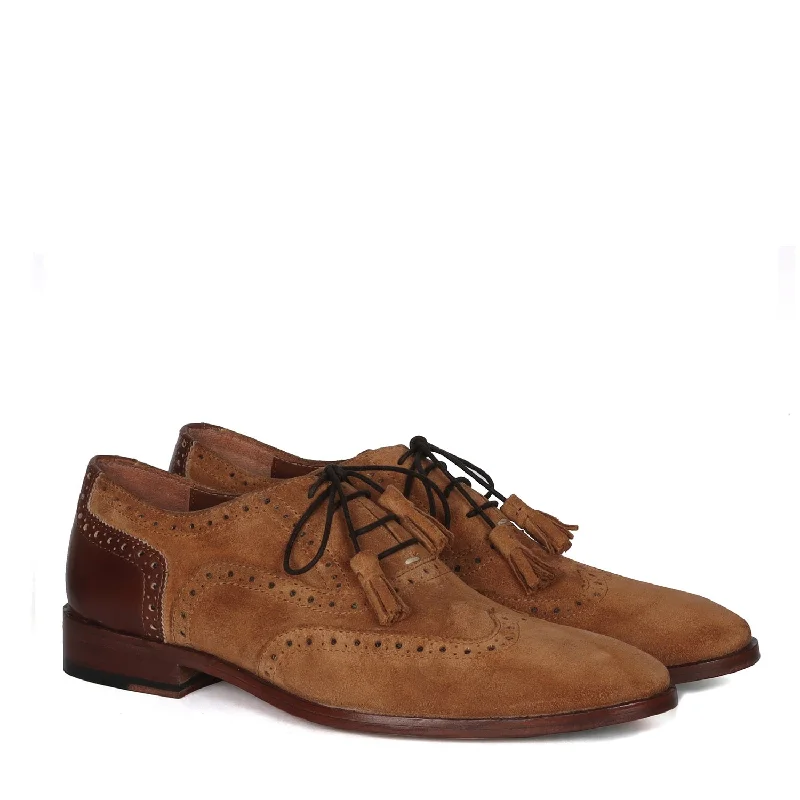 Breathable Active Shoes Full Wingtip Camel Suede Punching Brogue With Tassel Oxfords Lace-Up Leather Heel Cap Shoe By Brune & Bareskin Breathable Active Shoes Full Wingtip Camel Suede Punching Brogue With Tassel Oxfords Lace-Up Leather Heel Cap Shoe By Brune & Bareskin
