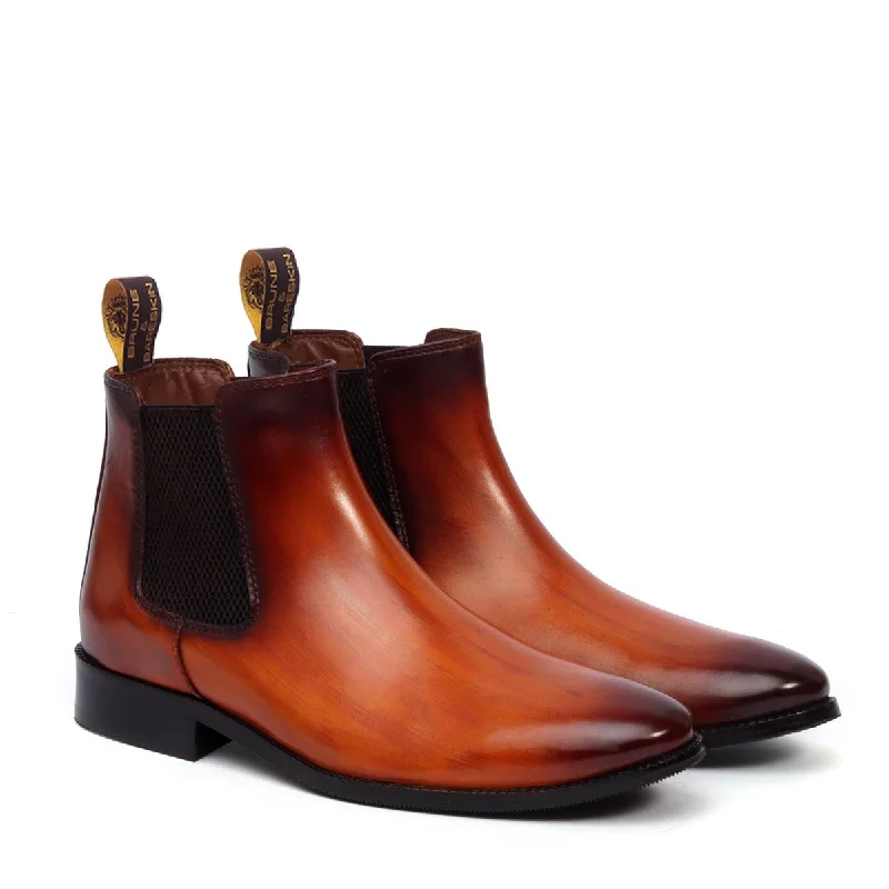 Everyday Mesh Sneakers Tan Leather Hand Made Chelsea Boots For Men By Brune & Bareskin