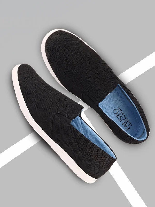 Lightweight Everyday Shoes Men Black Casual Canvas Slip-On Shoes