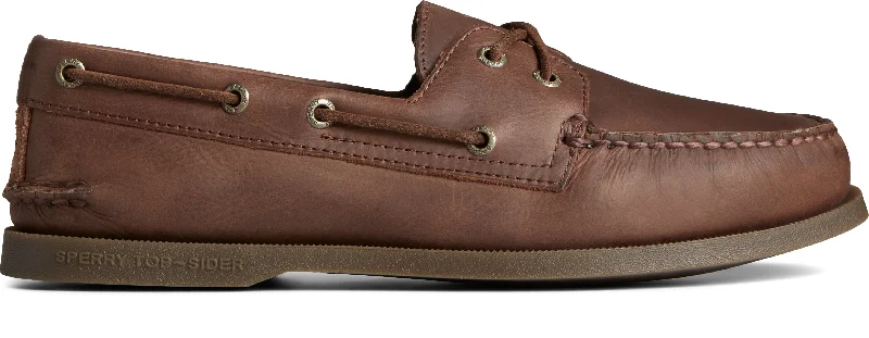 Budget Running Shoes Men's A/O 2-Eye Cross Lace Leather Wide - Brown