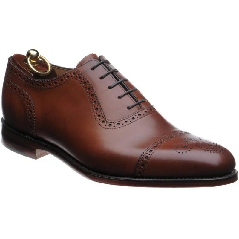 Padded Comfort Shoes LOAKE Strand- Premium Semi Brogue shoes - MAHOGANY