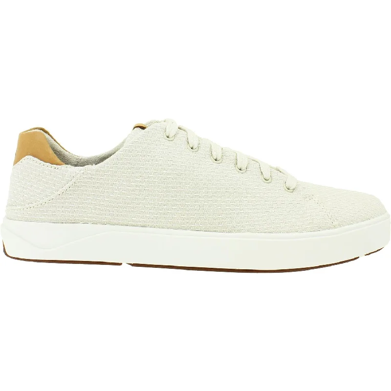 Comfortable Travel Shoes Men's OluKai Lae'Ahi Li Bone/Bone Fabric Mesh