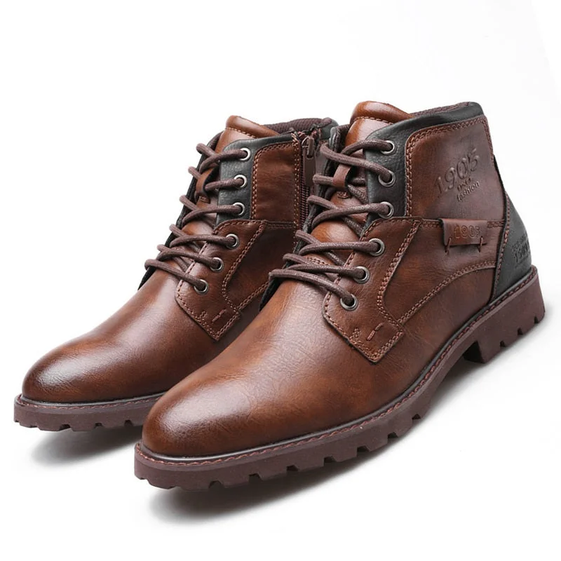 Travel-Ready Shoes Men's Casual Boots Motorcycle Combat Ankle Dress Boots