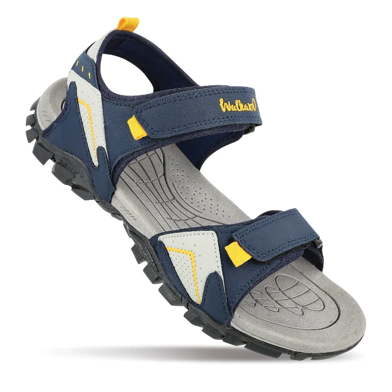 Durable Running Shoes Walkaroo Men Strappy Floater Sandals  - WC4362 Navy Blue Yellow