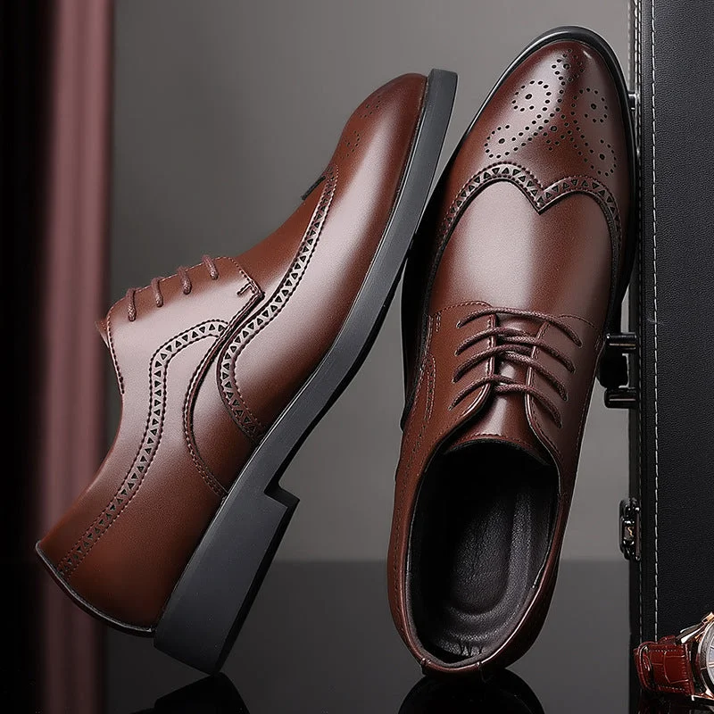 Cushion Insole Shoes Men's Dress Cap Toe Shoes Wingtip Brogue Oxford Formal Shoes
