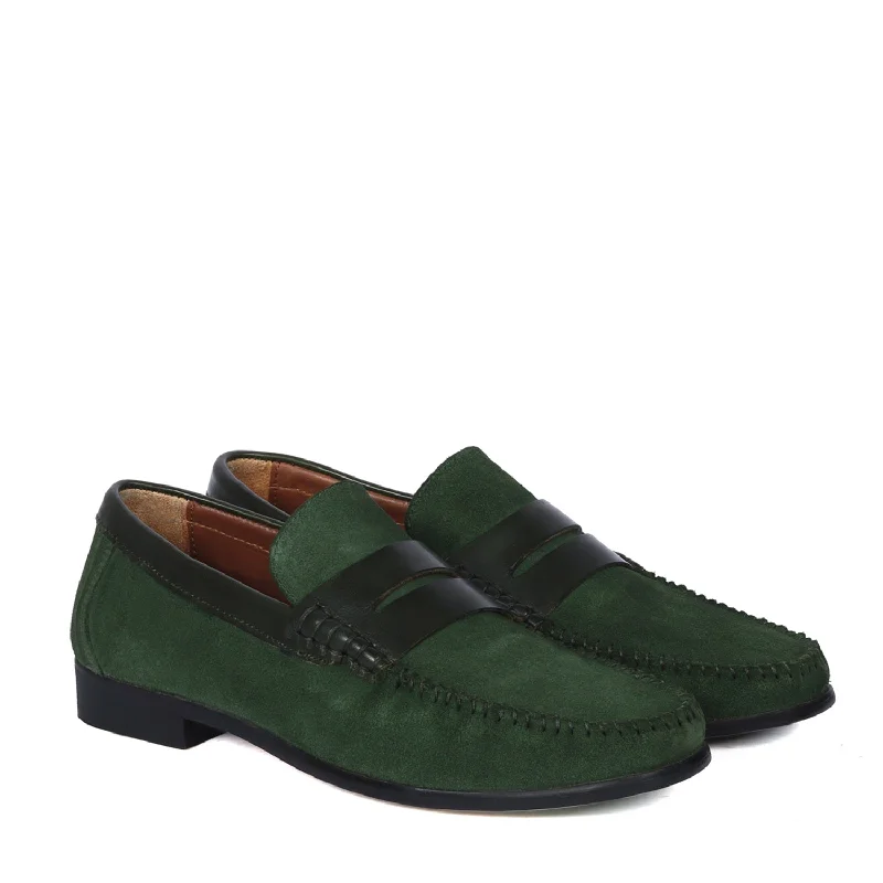 High-Quality Sneakers Silhouette Green Loafers Suede Leather