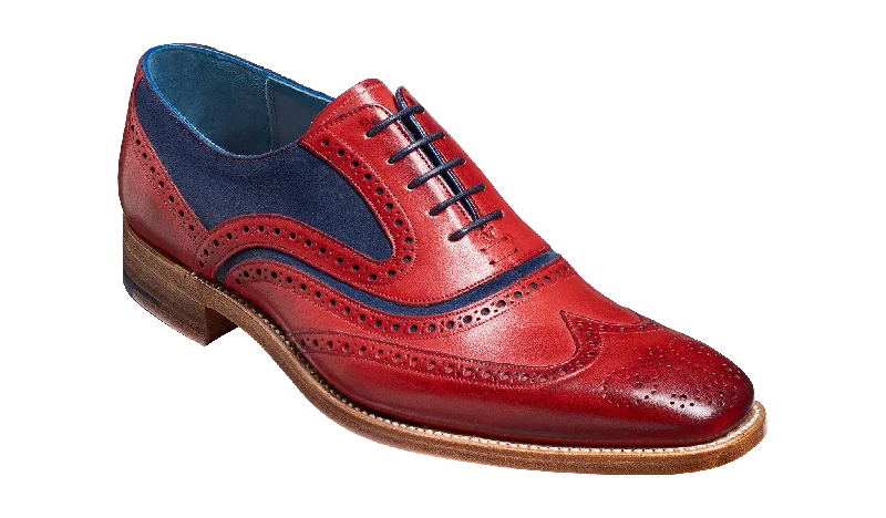 All-Day Walking Shoes Barker McClean Classic Full Brogue Oxford Shoe - Red Hand Painted / Navy All-Day Walking Shoes Barker McClean Classic Full Brogue Oxford Shoe - Red Hand Painted / Navy