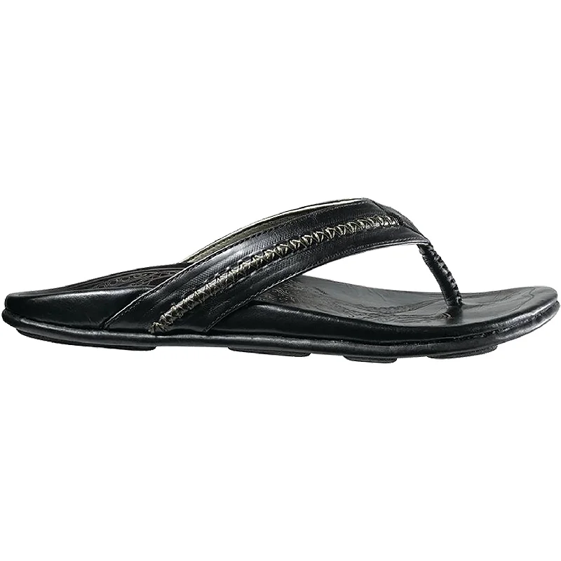 Simple Loafers Men's OluKai Mea Ola Black/Black Leather