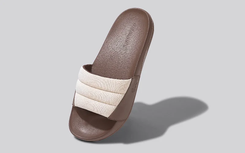 Summer Comfort Shoes Squooshy Slides for Men : Ivory-Brown
