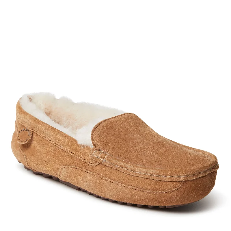 Premium Walking Shoes Fireside By Dearfoams Men's Melbourne Genuine Shearling Moccasin