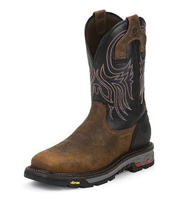 Slip-On Sneakers Justin Men's Brown and Black Tanker Steel Toe Boot