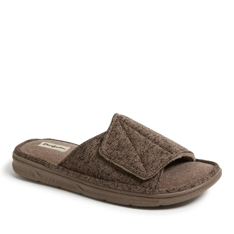 Classic Loafers Men's Chase Marled Knit Slide Memory Foam Slippers with Adjustable Strap