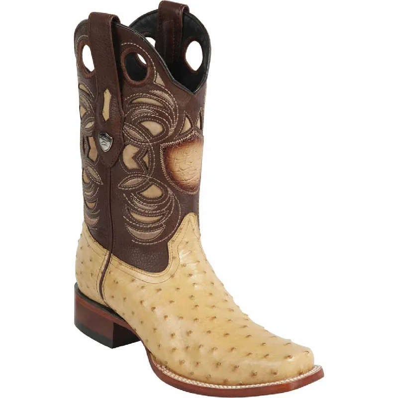 Modern Street Sneakers Mens Rodeo Ostrich Square Toe Boots