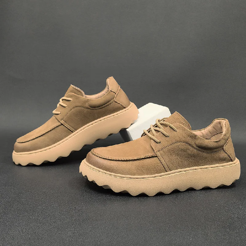 Cozy Everyday Shoes Men Minimalist Fashion Leather Lug Sole Casual Shoes
