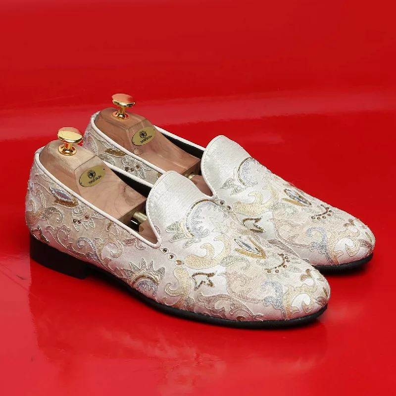 Comfy Sport Shoes Handcrafted Mix-Match Wedding White Loafers by Brune & Bareskin