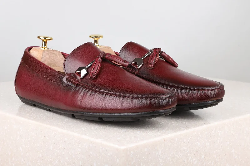 Cozy Everyday Sneakers Driving Shoes-Burgundy