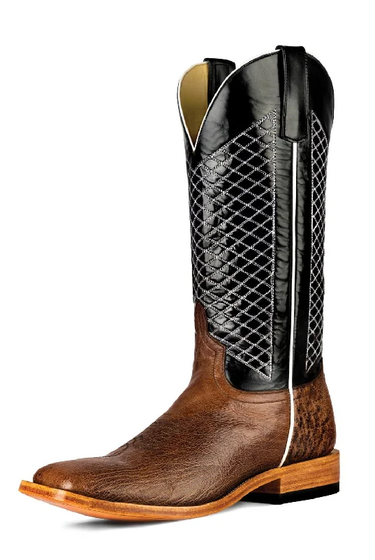 All-Day Walking Shoes Horse Power Mens Top Hand Black Smooth Ostrich Cowboy Boots