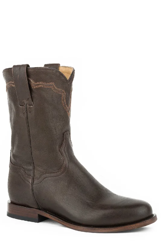 All-Season Sneakers Stetson Mens Brown Leather Puncher Goat Cowboy Boots