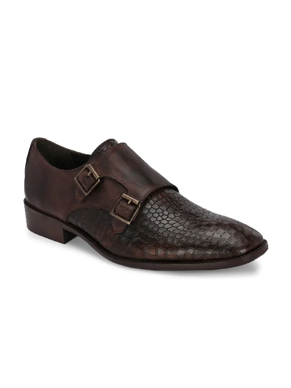 High-Quality Sneakers CARLO ROMANO BROWN COLOR PREMIUM RANGE ITALIAN CROCODILE AND PLANE PRINTED LEATHER MONK SHOE FOR MEN High-Quality Sneakers CARLO ROMANO BROWN COLOR PREMIUM RANGE ITALIAN CROCODILE AND PLANE PRINTED LEATHER MONK SHOE FOR MEN