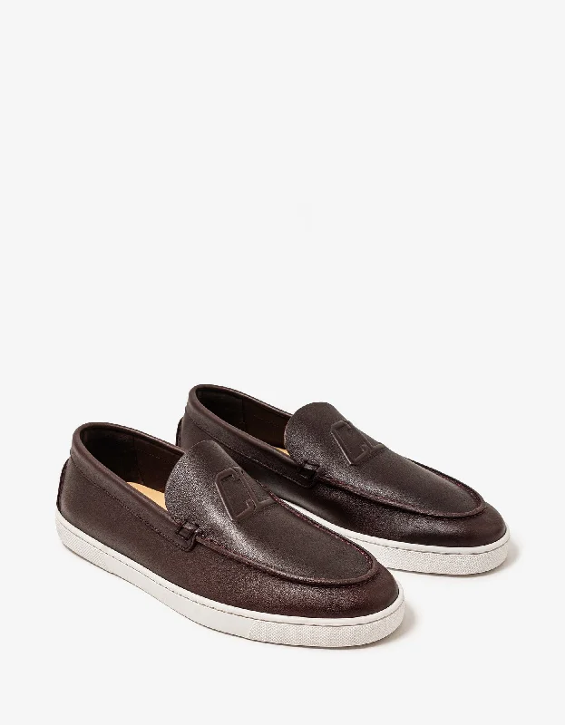 Anti-Fatigue Shoes Christian Louboutin Varsiboat Brown Leather Boat Shoes