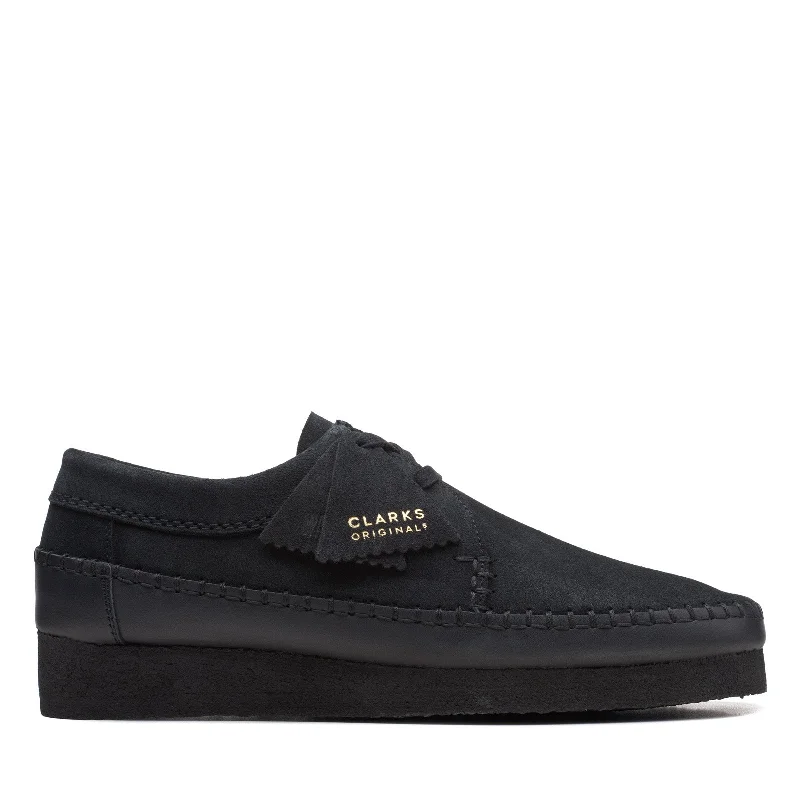 Travel-Ready Shoes Clarks Weaver 26169443 Mens Black Suede Oxfords & Lace Ups Casual Shoes