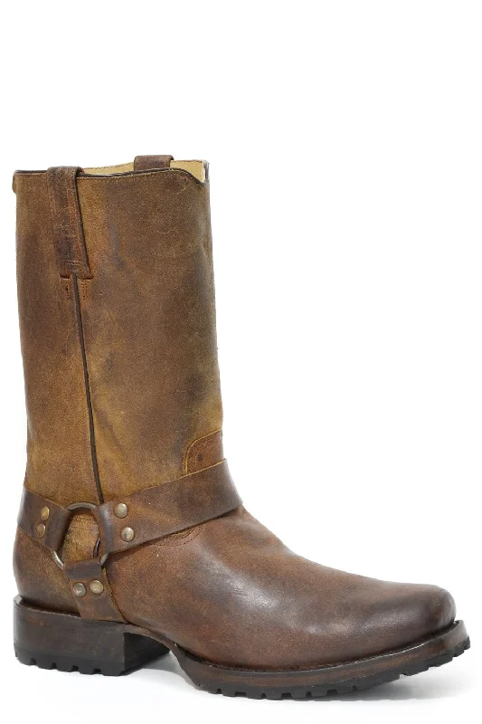 Classic Sport Sneakers Stetson Mens Tan/Brown Leather Heritage Harness Cowboy Boots