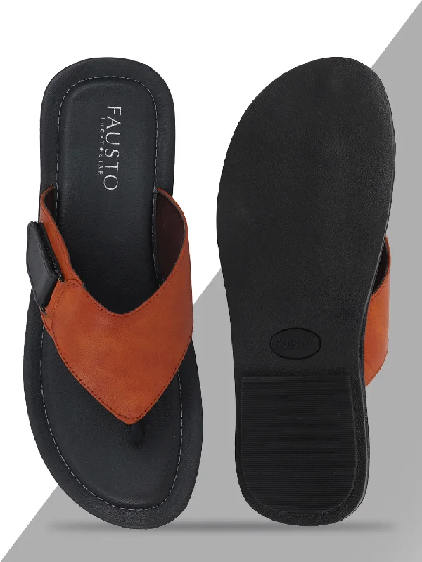 Breathable Active Shoes Men Tan Slip On Indoor & Outdoor Slippers With Buckle Strap
