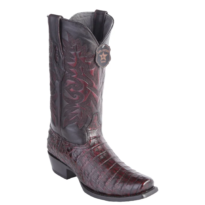 Casual Sneakers Black Cherry Caiman Belly Square Toe Cowboy Boots
