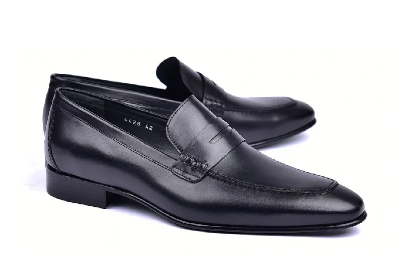 Modern Street Sneakers Corrente 4428 Leather slip-on Loafer Shoes - Penny Black