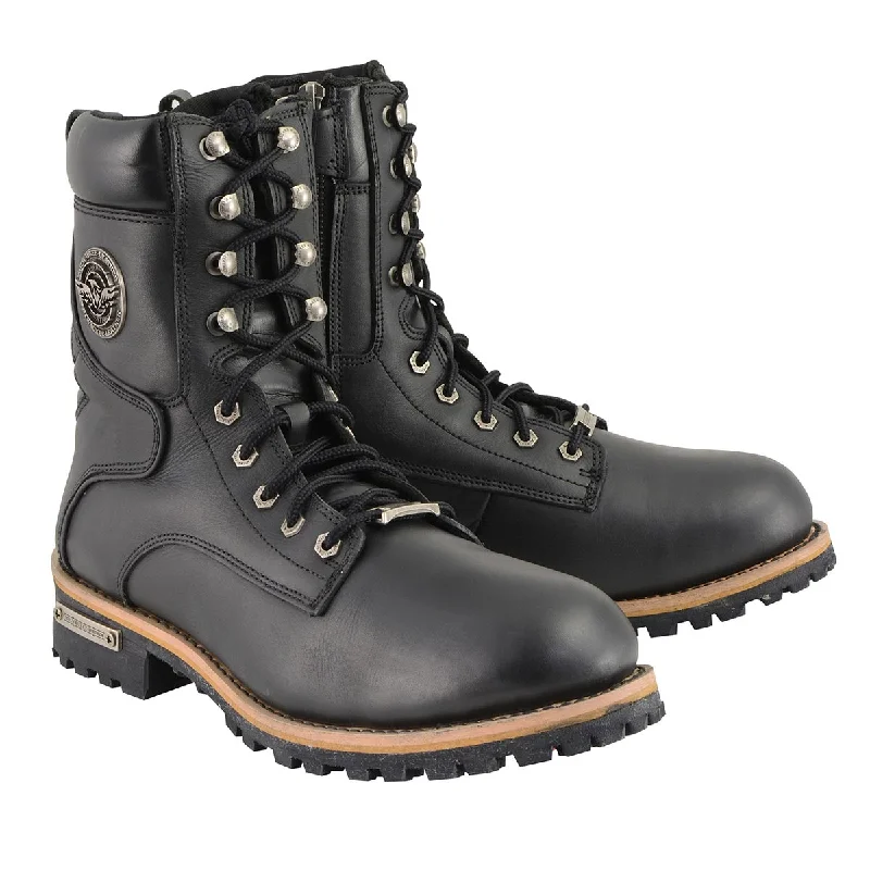 Stylish Sneakers Milwaukee Leather Men's Classic Black Leather Lace-Up Logger Boots w/ Side Zipper MBM9095 Stylish Sneakers Milwaukee Leather Men's Classic Black Leather Lace-Up Logger Boots w/ Side Zipper MBM9095
