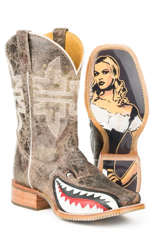Breathable Active Shoes Tin Haul Mens Toastin' A Gnarly Shark Beer Girl Brown Western Cowboy Boots