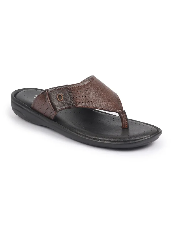 Ultra-Soft Sneakers FAUSTO Men Tan Open Toe Flip-Flop Slippers With Memory Cushion|Outdoor Slipper For Men