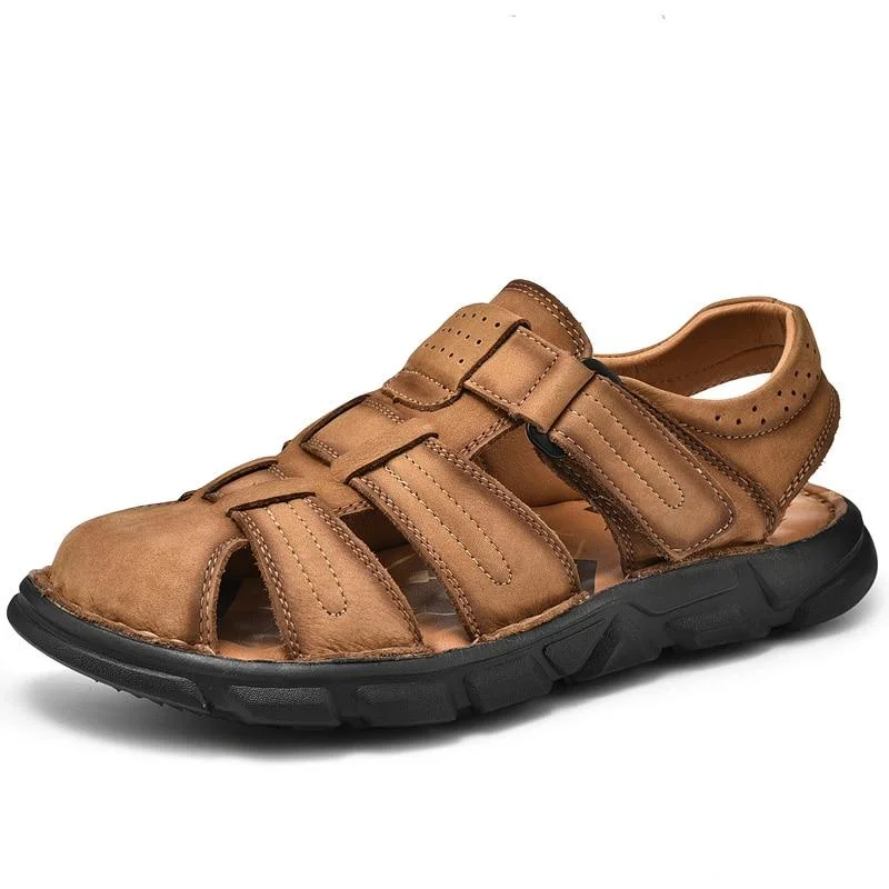 Casual Sneakers Summer Genuine Leather Men's Sandals Lightweight Men's Shoes Outdoor Comfortable Beach Sandals