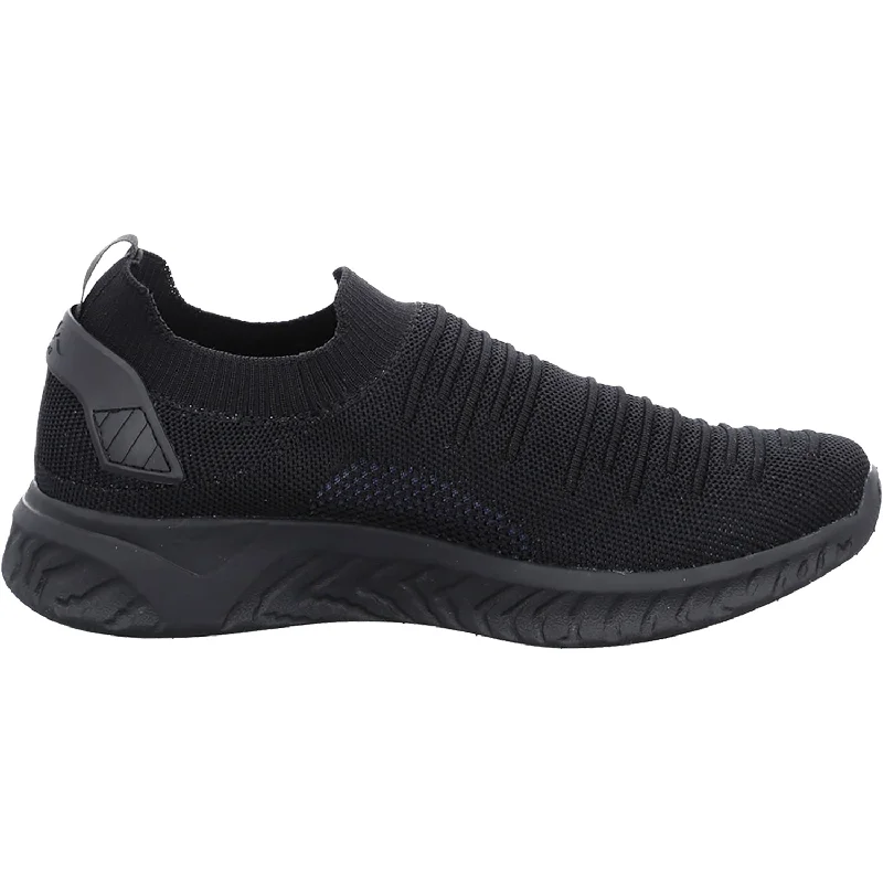 Breathable Sport Sneakers Men's Ara Spokane Black Woven Stretch Fabric