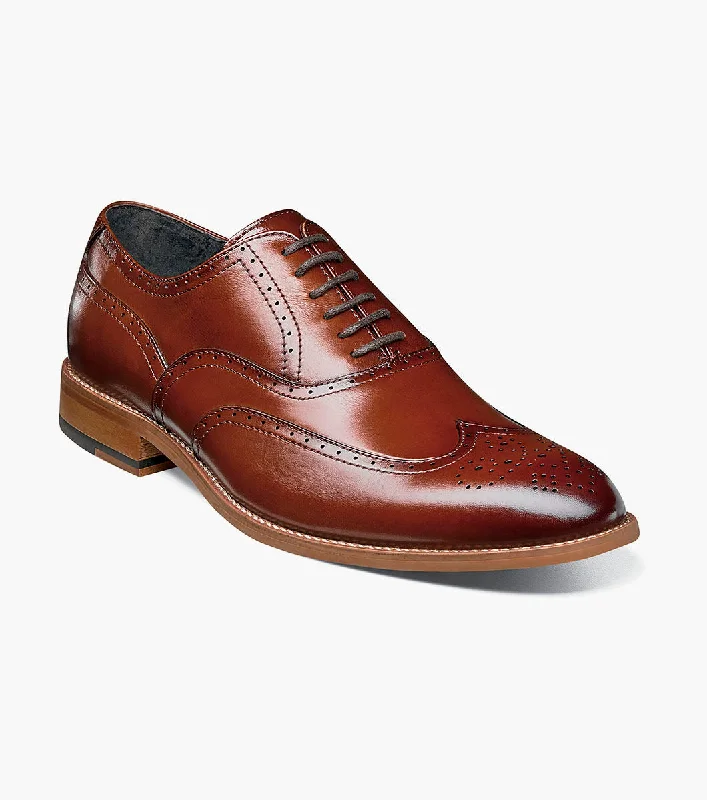 Street Style Sneakers Stacy Adams DUNBAR  Wingtip Oxford Shoes Jumbo - Cognac