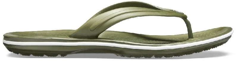 Breathable Cushion Shoes Crocs Unisex Crocband Flip Flip Flops, Army Green White, 45/46 EU