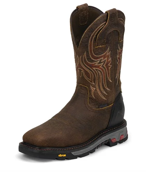 Soft Breathable Shoes Justin Men's Mahogany Waterproof Steel Toe Workboots