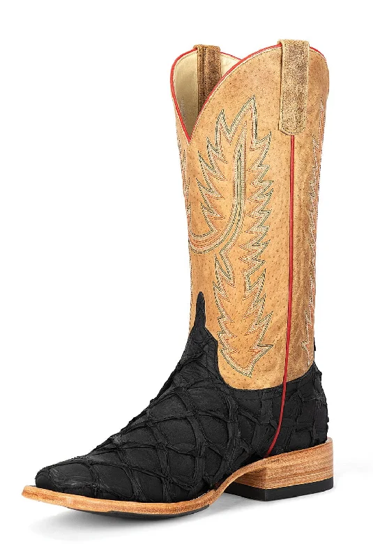 Urban Casual Sneakers Horse Power Mens Big Bass Black/Honey Leather Cowboy Boots