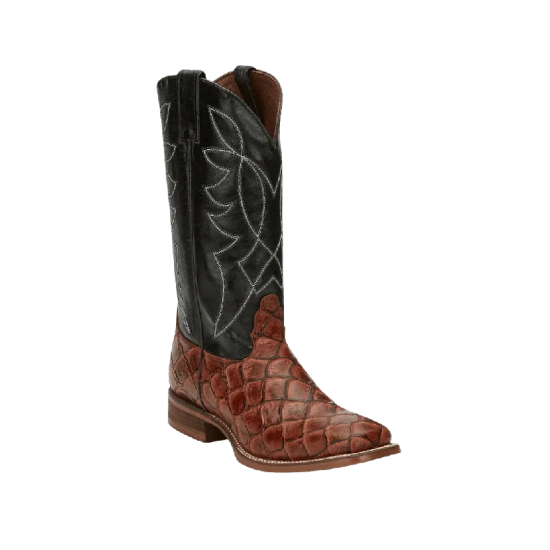 Flexible Sole Sneakers Nocona Men's Go Round Cognac Pirarucu Print Boots