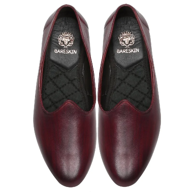 Flexible Running Shoes Wine Leather Jalsa Jutti with Paint Brush Look By Brune & Bareskin