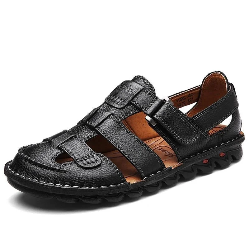 Relaxed Fit Sneakers High quality cow leather sandals summer outdoor handmade men sandals fashion comfortable men beach leather shoes