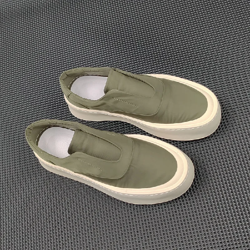 Stylish Sneakers Men Minimalist Breathable Canvas Flat Slip-on Casual Shoes