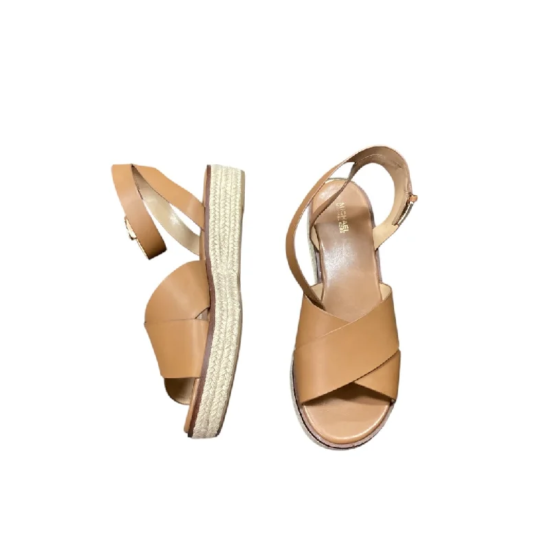 Breathable Running Shoes Sandals Heels Block By Michael Kors In Tan, Size: 10